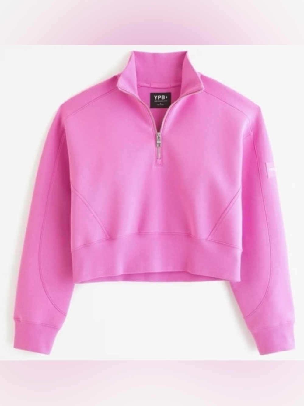 Abercrombie YPB Pink Half-Zip Cropped Sweatshirt